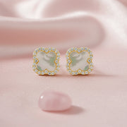 Pearl Clover Halo Studs