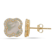 Pearl Clover Halo Studs