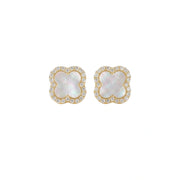 Pearl Clover Halo Studs