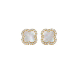 Pearl Clover Halo Studs