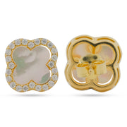 Luxe Clover Mother of Pearl Silver Stud Earrings