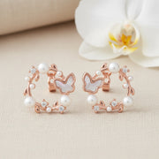 Pearl Butterfly Halo Earrings