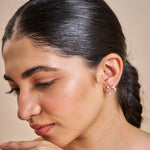 Pearl butterfly halo earrings with crystal accents and rose gold finish for elegant women’s jewellery styling
