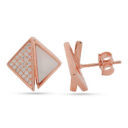 Luxe Diamond & Mother-of-Pearl Geometric Studs