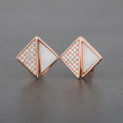 Luxe Diamond & Mother-of-Pearl Geometric Studs