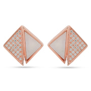 Luxe Diamond & Mother-of-Pearl Geometric Studs