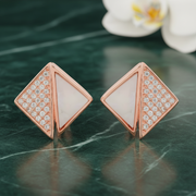 Luxe Diamond & Mother-of-Pearl Geometric Studs