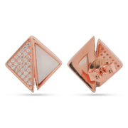Luxe Diamond & Mother-of-Pearl Geometric Studs