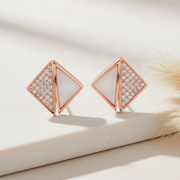 Luxe Diamond & Mother-of-Pearl Geometric Studs