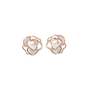 Rose Pearl Blossom Earrings
