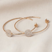 Rose Halo Disc Hoop Earrings