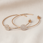 Rose Gold 925 Silver Pave Diamond-Cut Hoop Earrings