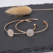 Rose Gold 925 Silver Pave Diamond-Cut Hoop Earrings