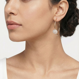 Rose Gold 925 Silver Pave Diamond-Cut Hoop Earrings