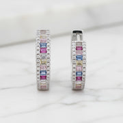 Rainbow Crystal Hoop Earrings