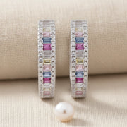 Rainbow Crystal Hoop Earrings