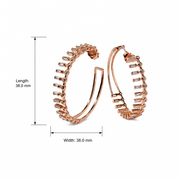 Rose Crystal Bar Hoop Earrings