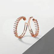Rose Crystal Bar Hoop Earrings