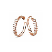Rose Crystal Bar Hoop Earrings