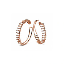 Rose Crystal Bar Hoop Earrings