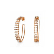 Rose Crystal Bar Hoop Earrings