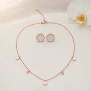 Rose Pearl Charm Necklace Set