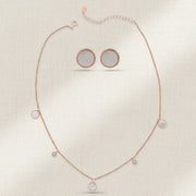 Rose Pearl Charm Necklace Set