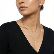 Rose Pearl Charm Necklace Set