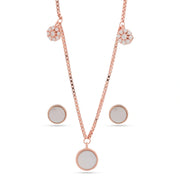 Rose Pearl Charm Necklace Set