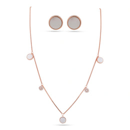 Rose Pearl Charm Necklace Set
