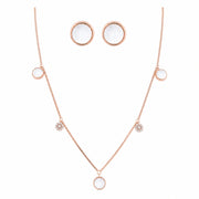 Rose Pearl Charm Necklace Set