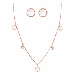 Rose Pearl Charm Necklace Set