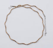Mixed-Metal Twisted Rope Chain Choker with Rose Gold & Silver Tones