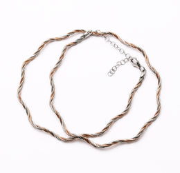 Mixed-Metal Twisted Rope Chain Choker with Rose Gold & Silver Tones