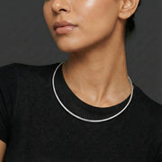 Minimal silver textured collar necklace for women with sleek modern luxury design
