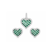Emerald Heart Halo Jewelry Set