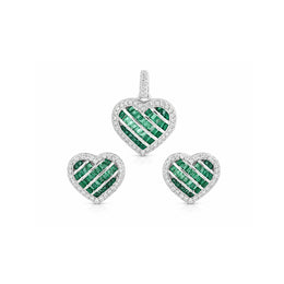 Emerald Heart Halo Jewelry Set