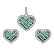 Emerald Heart Halo Jewelry Set