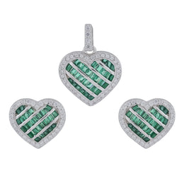 Emerald Heart Halo Jewelry Set