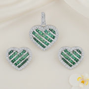 Emerald Heart Halo Jewelry Set