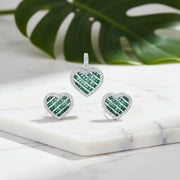 Emerald Heart Halo Jewelry Set