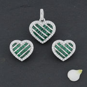 Emerald Heart Halo Jewelry Set