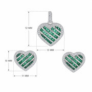 Emerald Heart Halo Jewelry Set