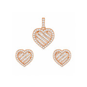 Rose Heart Baguette Jewelry Set