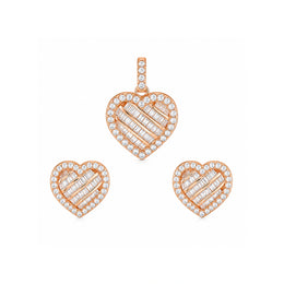 Rose Heart Baguette Jewelry Set