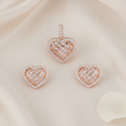 Rose Heart Baguette Jewelry Set