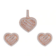 Rose Heart Baguette Jewelry Set