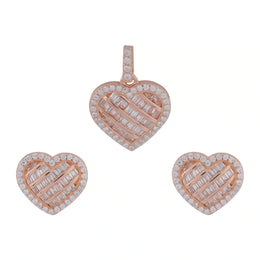 Rose Heart Baguette Jewelry Set