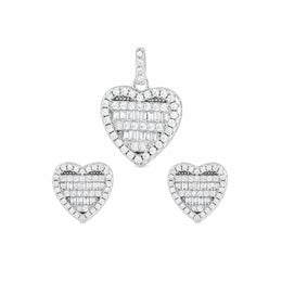 Crystal Heart Halo Jewelry Set