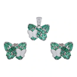 Emerald Butterfly Jewelry Set